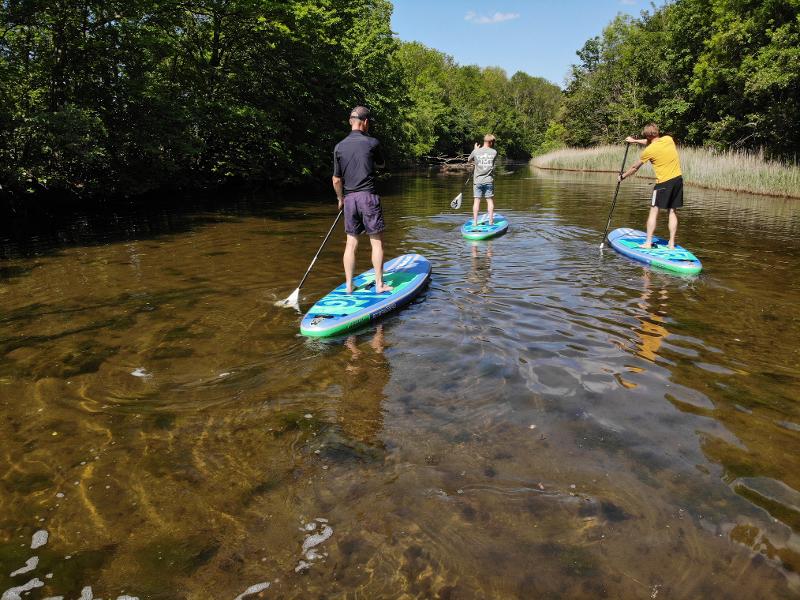 Kinderen peddelsurfen op kindervakantie 