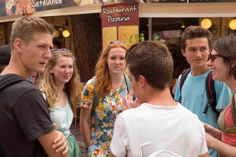 Pizza eten op taalreis Frans