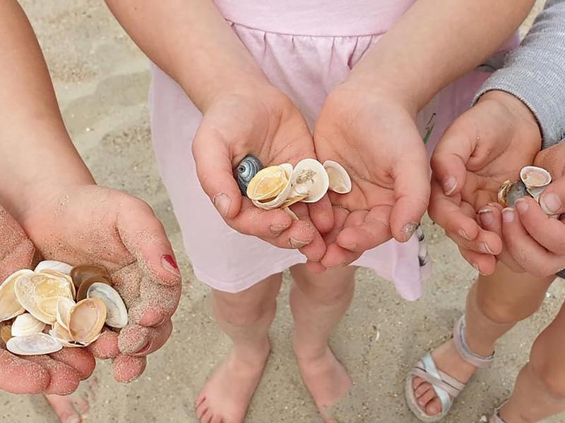 Schelpjes van kinderen op knutselkamp